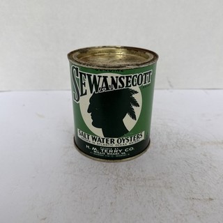 Lattina di latta ostriche vintage marca Sewansecott Willis Wharf VA 47
