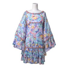 Chanel Coco Mark Print Tunic Dress Cotton Multicolor Size 34 Chest 13.8 in Lengt