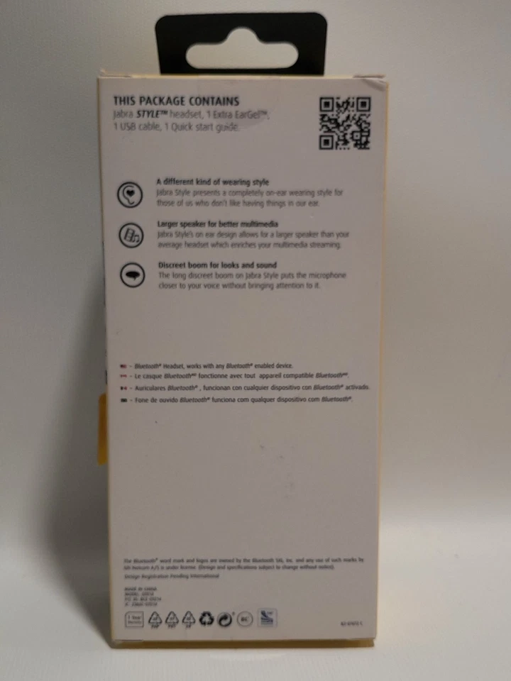 Jabra Style Handsfree Bluetooth Headset Model OTE14 w/ USB Cable NEW - Image 2 of 4