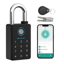 Heavy Duty Fingerprint Padlock with Key, Smart Gate Lock with Keypad, Keyless...