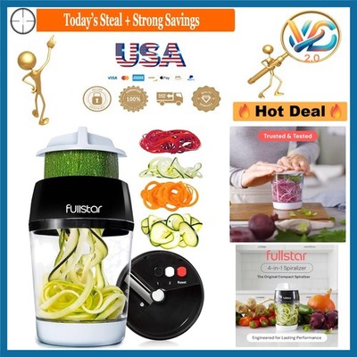 4-in-1 Vegetable Spiralizer Noodle Maker Stainless Steel Blades Black