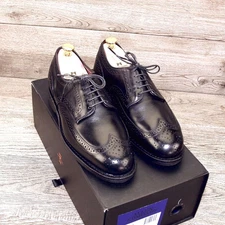 * NEW * $375 Allen Edmonds LGA WINGTIP  7.5 D  Black * add $15 new Cedar Trees
