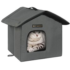 Rest-Eazzzy Outdoor Cat House for Feral Cats,Weatherproof Insulated Grey