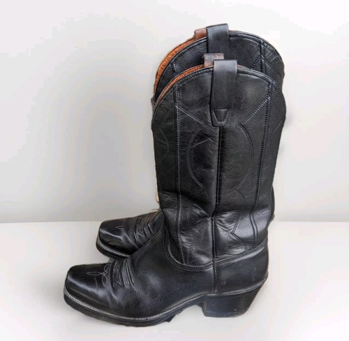Wrangler Made In The USA Western Cowboy Boots Black 5587 Men's Size 11 D Vintage