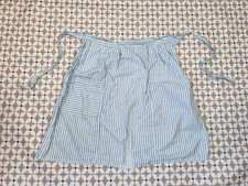 Vintage Country Kitchen Short Apron Pinny Blue White Strpied Cottagecore