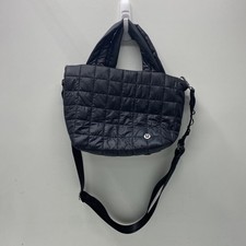 Lululemon Czarna pikowana torba na zakupy nylonowy zamek błyskawiczny podwójny pasek torba tote