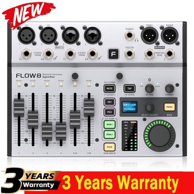 FLOW 8 Digital Mixer 8-Input 2 FX 2 Monitor Ultra-low Noise Audio Processor BT