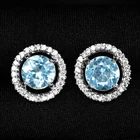 Pristine Pastel Blue Sapphire 3.45Ct 925 Sterling Silver White Gold Earrings