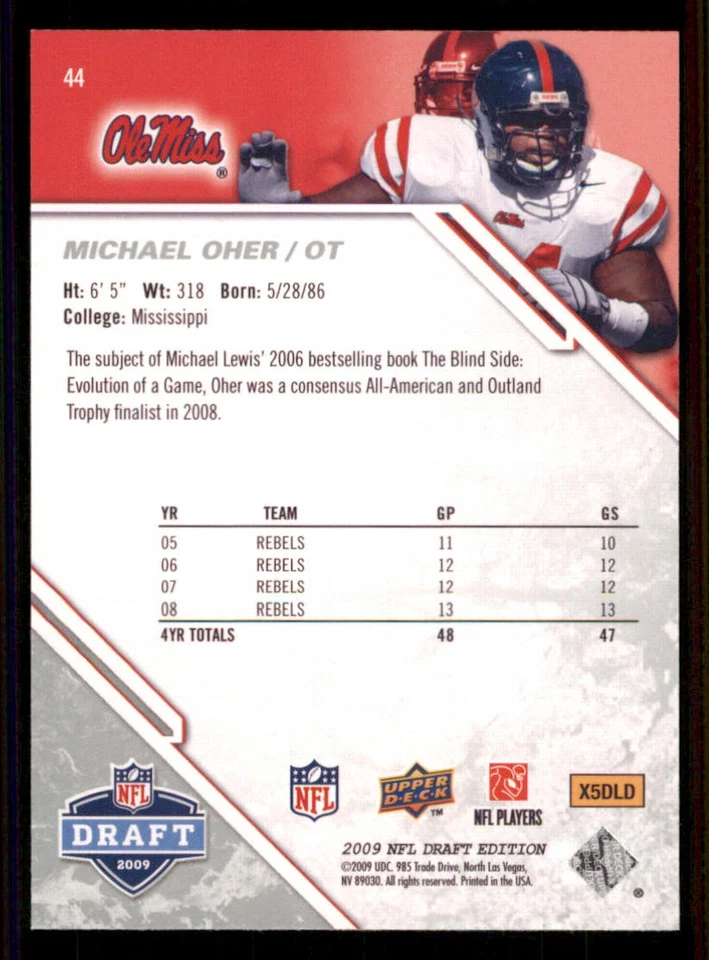 2009 Upper Deck Draft Edition #44 Michael Oher RC - Image 2 of 2