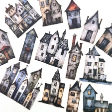 Halloween House Cardstock Stickers Scrapbook Junk Journal Collage