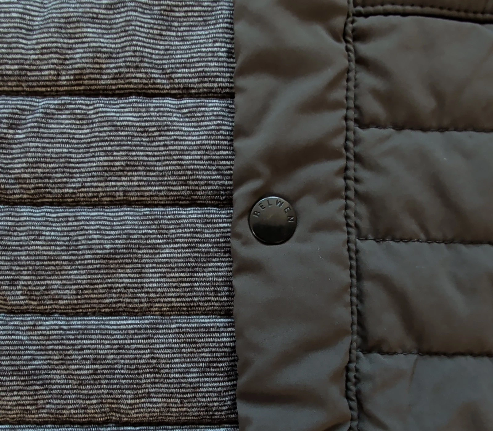 Relwen Windzip Jacket Charcoal Loden Huckberry Men's XL Softshell Quilted Coat - product detail image 14