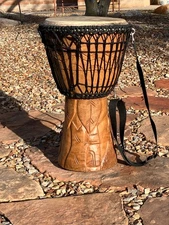 23" Carved AFRICAN DJEMBE DRUM with 12" Head