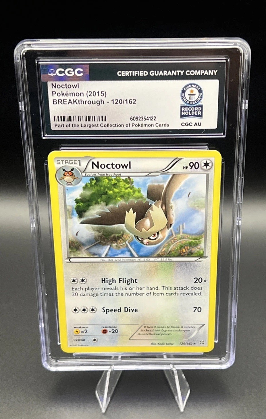 CGC Noctowl 2015 BREAKthrough 120/162 World Record Holder Pokemon Slab