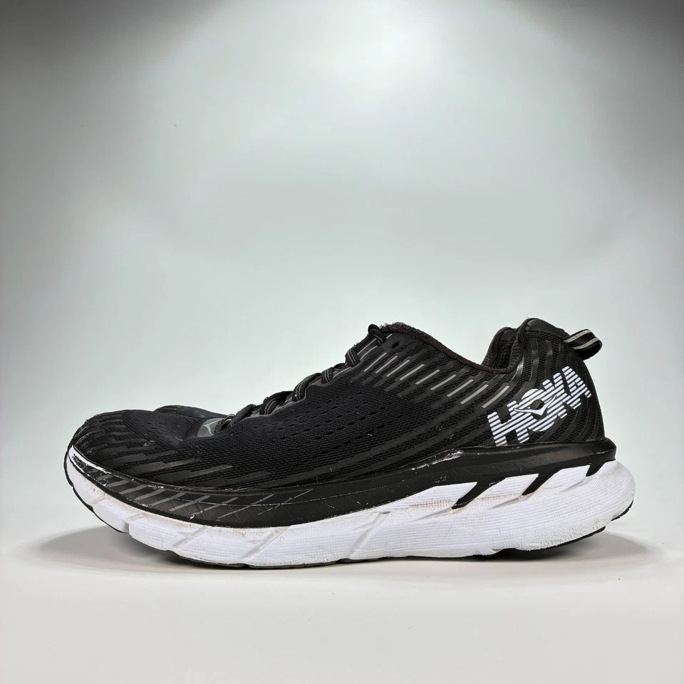 Hoka One One Clifton 5 Negro Blanco Zapatos para Correr Tenis con Cordones Para Hombre Talla 9 Foto 4 de 4