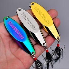 5PCS 3g-60g Metal Spoon Jigging Fishing Lure with Treble Hook for Trout Bass