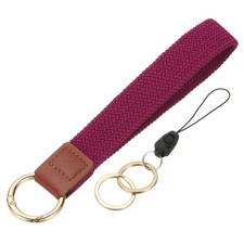 Keychain Wristlet, Cute Keychain Woven Wrist Lanyard, Burgundy
