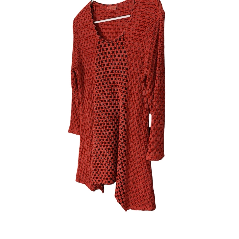 Camiseta de malha texturizada Tianello manga longa túnica astin pulôver tamanho G funky - Imagem 3 de 4