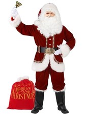 Santa Claus Costume - Adult Men's Plus Size Deluxe Santa Suit with 11 Pcs Pro...