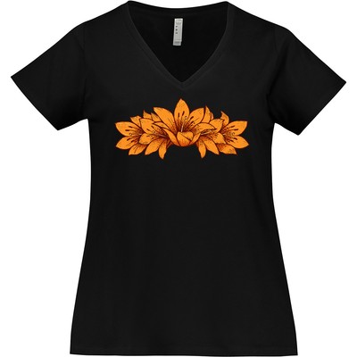 Inktastic Tiger Lilies Women's Plus Size V-Neck Lily Orange Pretty Lilium Flower