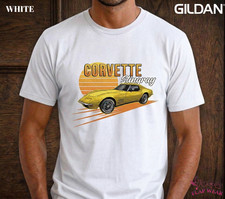 Image of Gildan Vintage Yellow C3 Corvette Stingray T-Shirt |Retro Muscle Car Graphic Tee