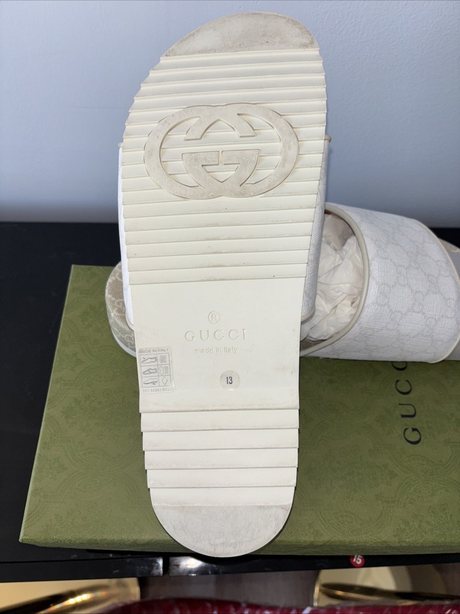 Gucci GG Supreme Monogram Demetra Logo Men Slide Sandal White Canvas US 11.5 s-l1200.jpg main image 3