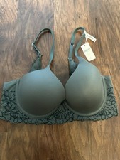 Aerie Real Good Full Coverage Bra Size 34C Green Lace Detail