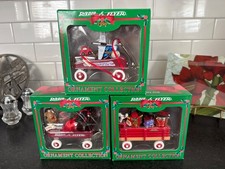 Vintage 1996 Radio Flyer Wagon Christmas Ornaments - Complete 3 pc set