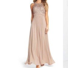 New Eliza J Lace Bodice with Chiffon Waistband Skirt Dress Gown