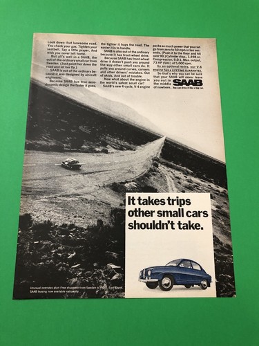 1968 1969 1970 SAAB VINTAGE ORIGINAL PRINT AD ADVERTISEMENT PRINTED A1