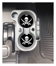 PIRATE SKULL CROSS SWORDS CUSTOM RUBBER CAR COASTER SET 2 