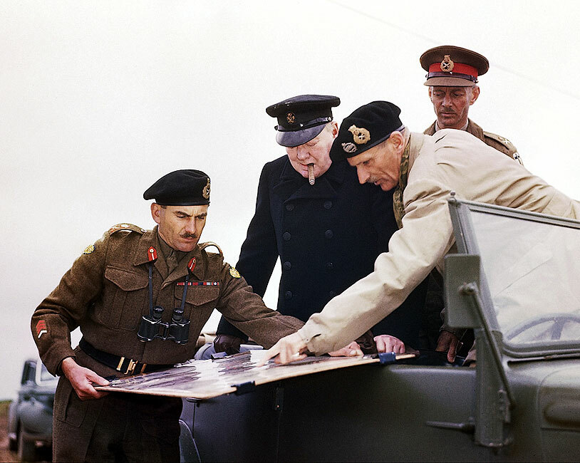 SIR BERNARD MONTGOMERY AND CHURCHILL WITH MAP 8x10 GLOSSY PHOTO PRINT | eBay UK
