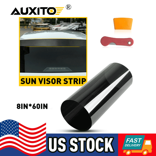 Car Front Visor Strip Sun Film Tint Windshield UV Shade Banner Black Accessories