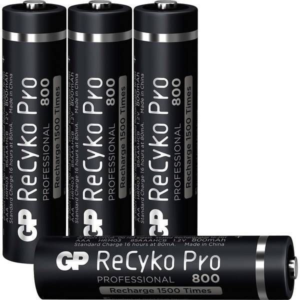 Gp batteries recyko+pro hr03 batteria ricaricabile ministilo aaa nimh 800 mah