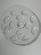 Fitz And Floyd Everyday White Porcelain 12 Deviled Egg Platter 10.5"
