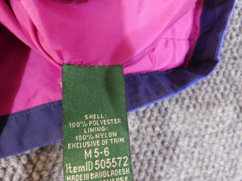 LL Bean Girls Jacket Medium 5-6 Blue zip hoodie windbreaker outdoors lined 3in1 - Picture 6 of 10