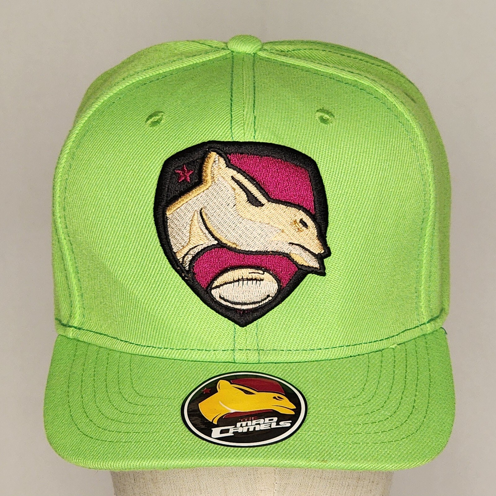 The Mad Camels Neon Green  w/Camel & Football Patch Snapback Hat