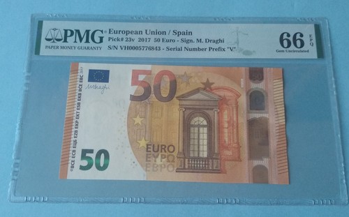 RARÍSIMO Y MUY ESCASO BILLETE DE 50 EUROS ESPAÑA SERIE VH CERT. PMG 66EPQ