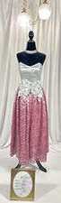 1980s Strapless Sweetheart Silver lame' Prom Formal party dress Removable Bow