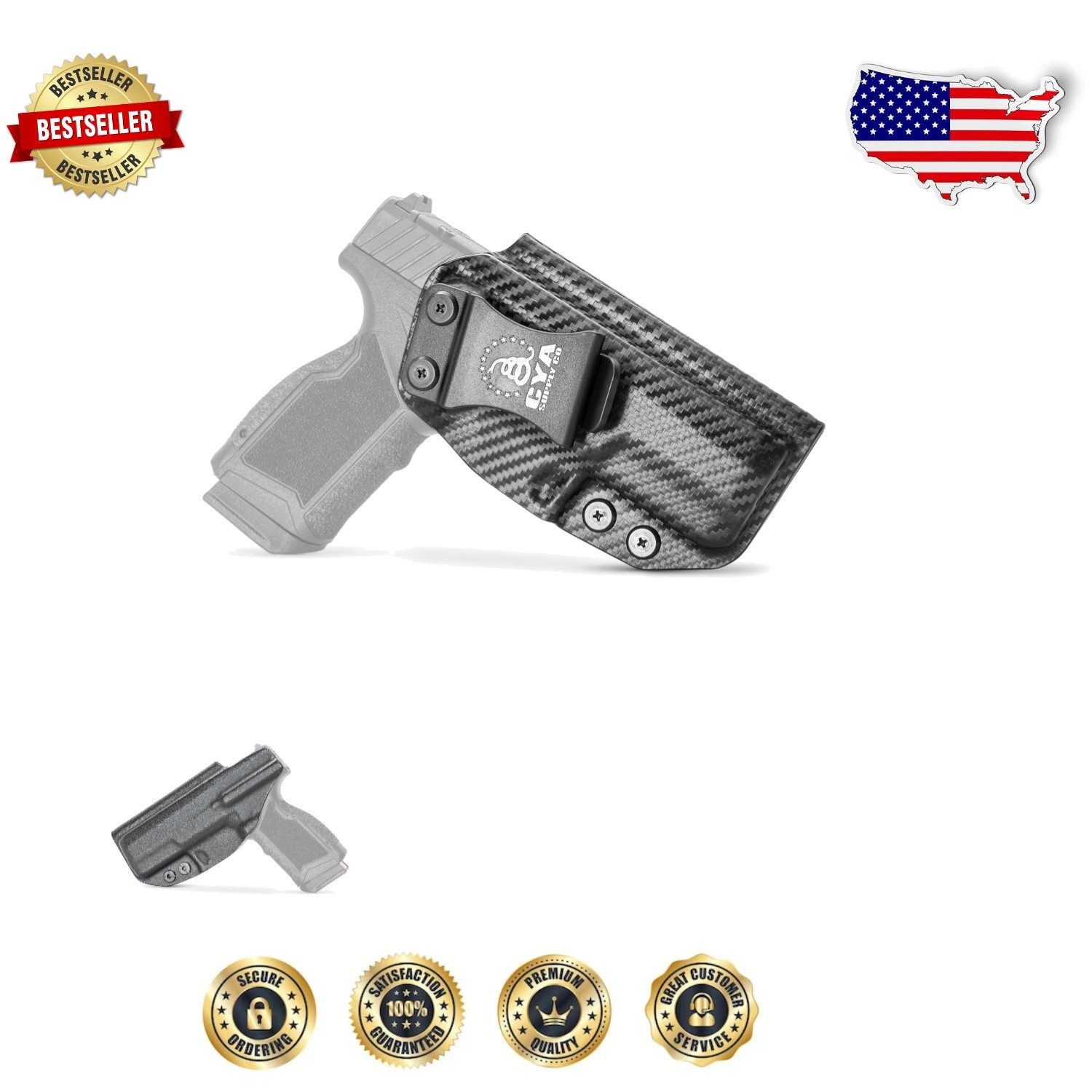 Concealed Carry IWB Holster with Sweat Guard for Taurus GX4 - Carbon Fiber