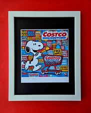 🔥AIDAN FLUX | Hand Signed Authentic Print Framed SNOOPY SHOPPING AT COSTCO COA