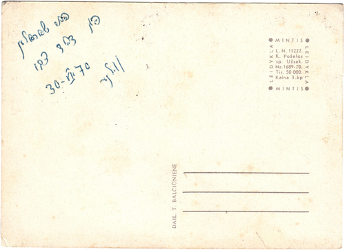 8 postales antiguas ilustradas de Mintis Leidykla Lituania escritas a mano en yiddish - Imagen 16 de 17