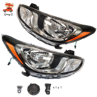 Headlights Halogen Headlamps Left+Right For Hyundai Accent Sedan 2012 2013 2014
