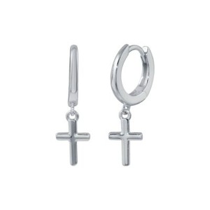 Sterling Silver 925 Rhodium Plated Huggie Cross Earrings - STE01300RH - Click1Get2 Cyber Monday&set=par&discount=70 Or More&sale=mega Discount