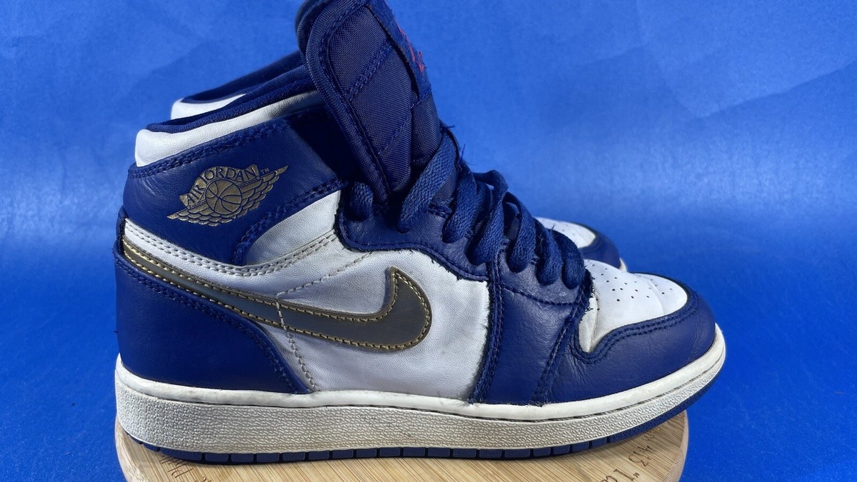 Nike Air Jordan 1 High Retro Gold Metallic Deep Royal Blue