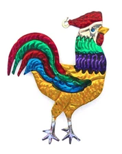 ROOSTER Hand-Punched Tin Ornament | Colorful Mexican Folk Art