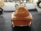 Antique Flashed Crystal "Martha Washington" Depression Glass Powder Jar / Dish