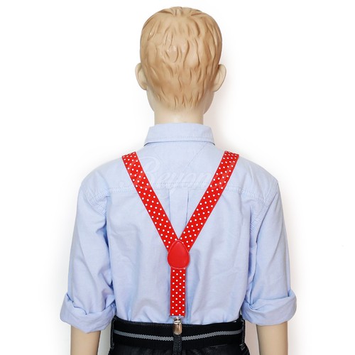 Red Polka dot bowtie & suspender set for Baby Toddler Kids Boys Girls U.S SELLER - Picture 5 of 5