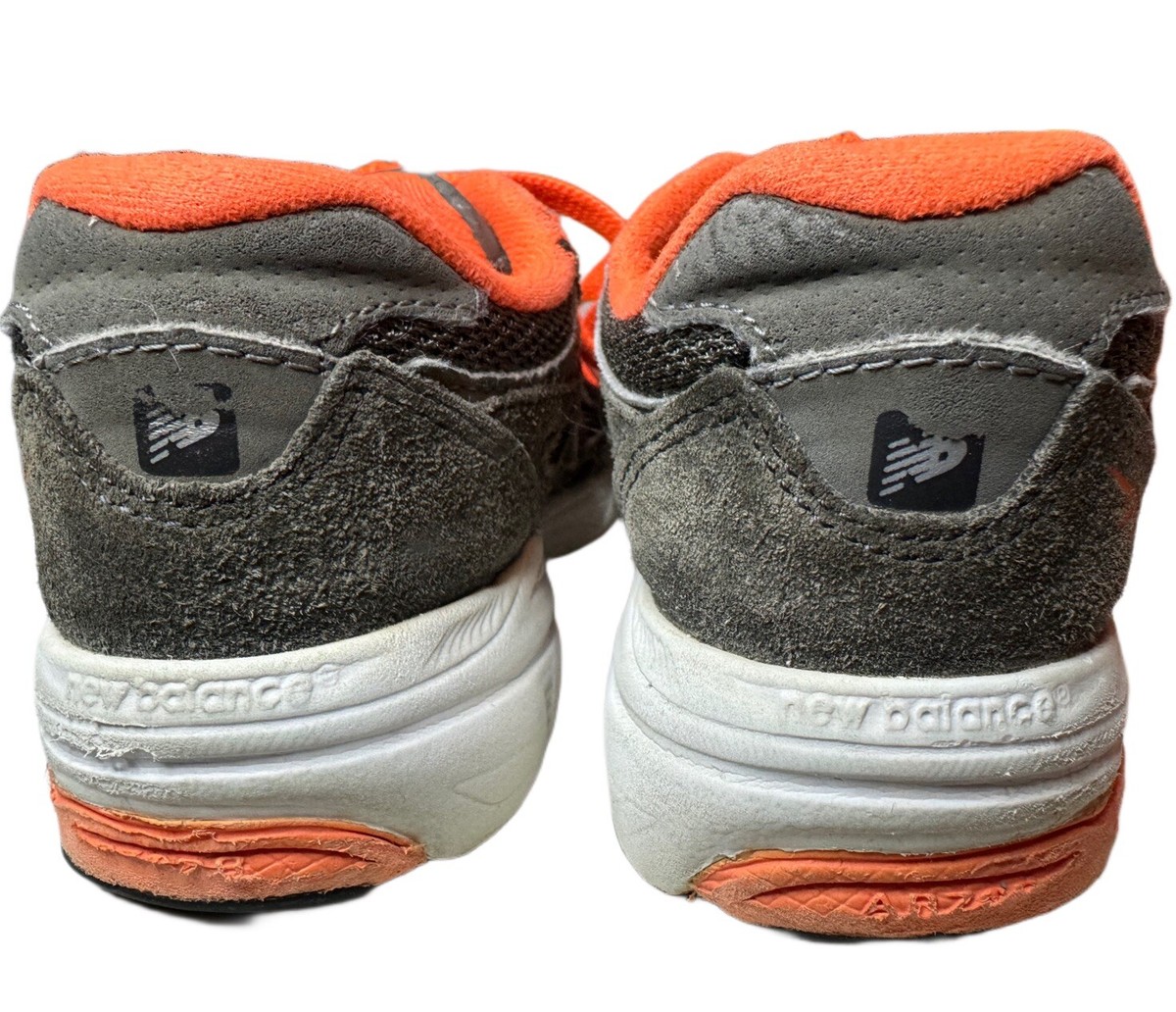 New Balance 990 Kids Size 11 - KJ990GOH Gray Suede, Orange  display picture 2