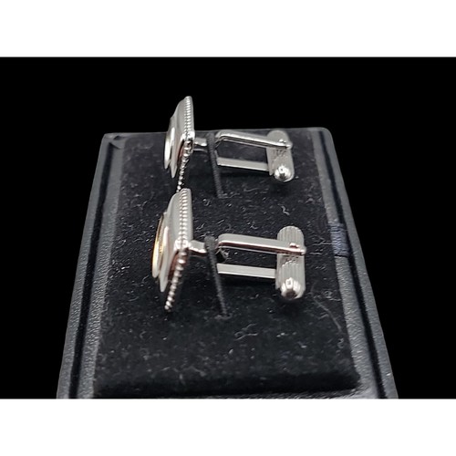 Burberrys London Mens Cufflinks Silver Plated Gold Tone Royal Knight Scene 1980s - Picture 3 of 12