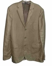 J CREW Mens Khaki 100 Irish Linen Blazer Sport Coat Jacket Size 38R 3 Button